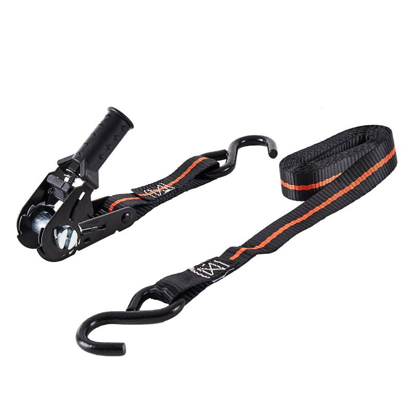 Keeper 45766 Tie-Down, Ratchet Adjustment, 1 in W, 8 ft L, 500 lb Working Load, S-Hook End, 4/PK