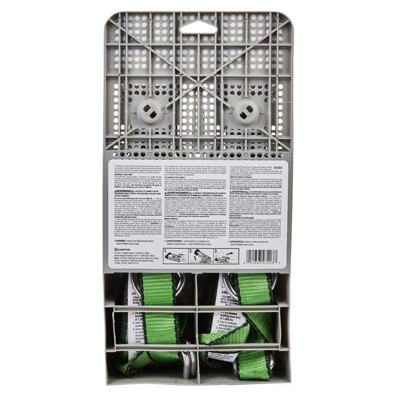 Keeper 1.25 in. W X 16 ft. L Green Tie Down w/Ratchet 1000 lb 2 pk