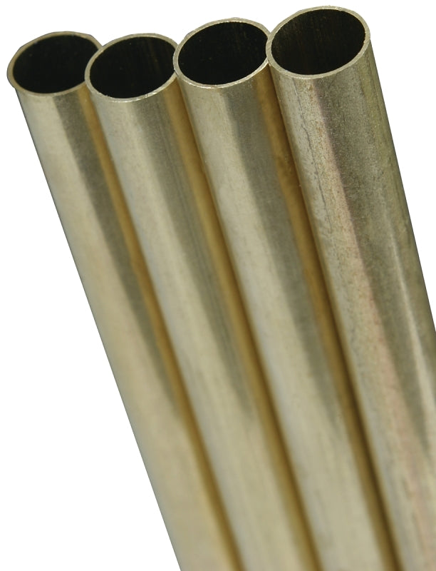 K & S 1144 Decorative Tube, Round, 36 in L, 3/32 in Dia, 0.014 in Wall, Brass, Pack of 5