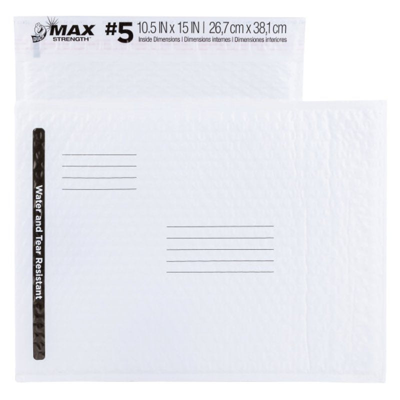 Duck Max Strength 288118 #5 Bubble Mailer, White, Self-Seal