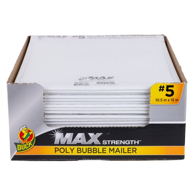 Duck Max Strength 288118 #5 Bubble Mailer, White, Self-Seal