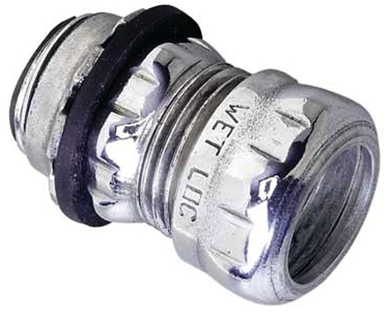 Halex 62505B EMT Raintight Connector, 1/2 in Compression, Steel, 50/BX
