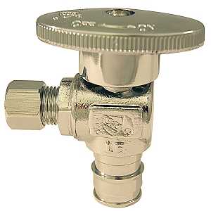 Apollo EPXVA1214C Angle Stop Valve, 1/2 x 1/4 in Connection, PEX x Compression, 200 psi Pressure, Brass Body