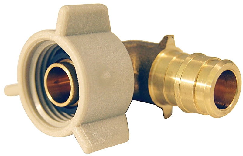 Apollo ExpansionPEX Series EPXFE12S Swivel Pipe Elbow, 1/2 in, Barb x FNPT, PEX-A, 90 deg Angle, Brass, 200 psi Pressure