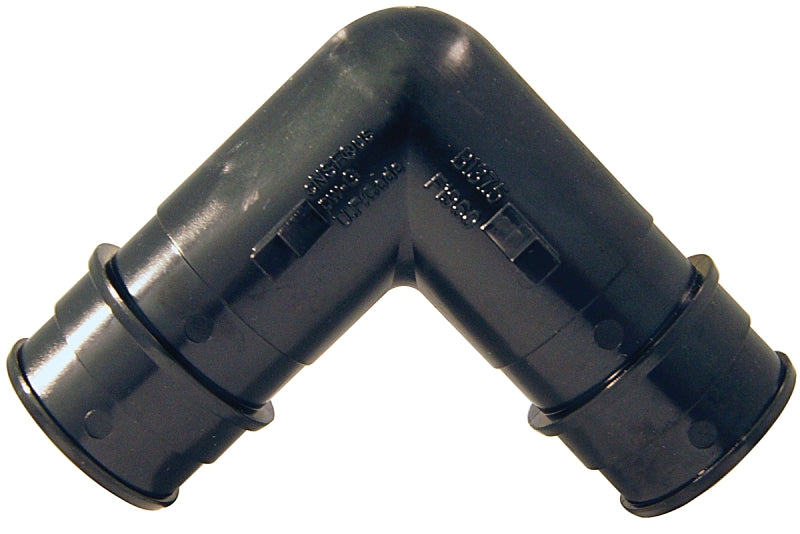Apollo ExpansionPEX Series EPXPAE3410PK Pipe Elbow, 3/4 in, Barb, PEX-A, 90 deg Angle, Poly Alloy, Black