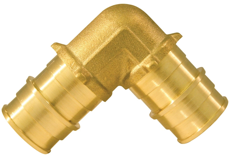 Apollo ExpansionPEX Series EPXE1234 Reducing Pipe Elbow, 1/2 x 3/4 in, Barb, PEX-A, 90 deg Angle, Brass