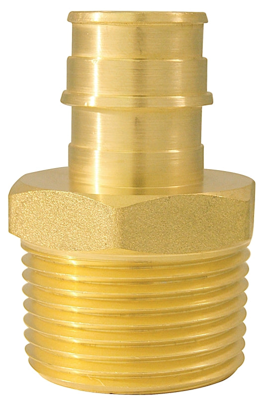 Apollo ExpansionPEX Series EPXMA341 Reducing Pipe Adapter, 3/4 x 1 in, Barb x MPT, PEX-A, Brass, 200 psi Pressure