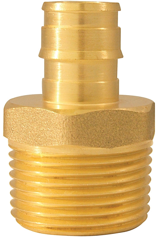 Apollo ExpansionPEX Series EPXMA1234 Reducing Pipe Adapter, 1/2 x 3/4 in, Barb x MNPT, PEX-A, Brass, 200 psi Pressure