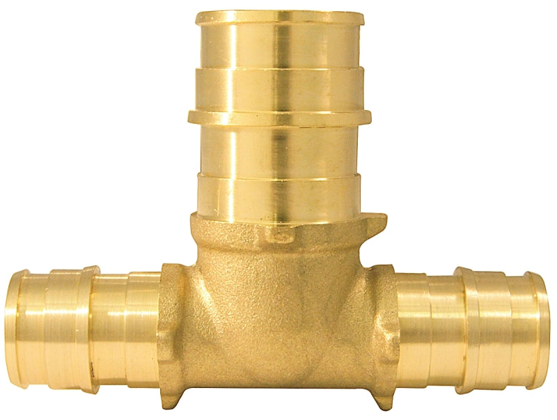 Apollo Expansion Series EPXT121234 Reducing Pipe Tee, 1/2 x 3/4 in, Barb, PEX-A, Brass, 200 psi Pressure