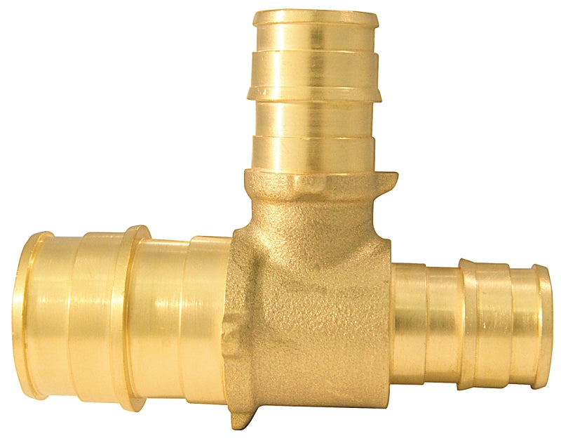Apollo Expansion Series EPXT341212 Reducing Pipe Tee, 3/4 x 1/2 x 1/2 in, Barb, PEX-A, Brass, 200 psi Pressure