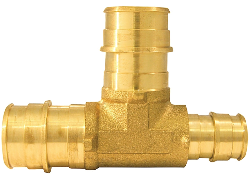 Apollo Expansion Series EPXT341234 Reducing Pipe Tee, 3/4 x 1/2 x 3/4 in, Barb, PEX-A, Brass, 200 psi Pressure