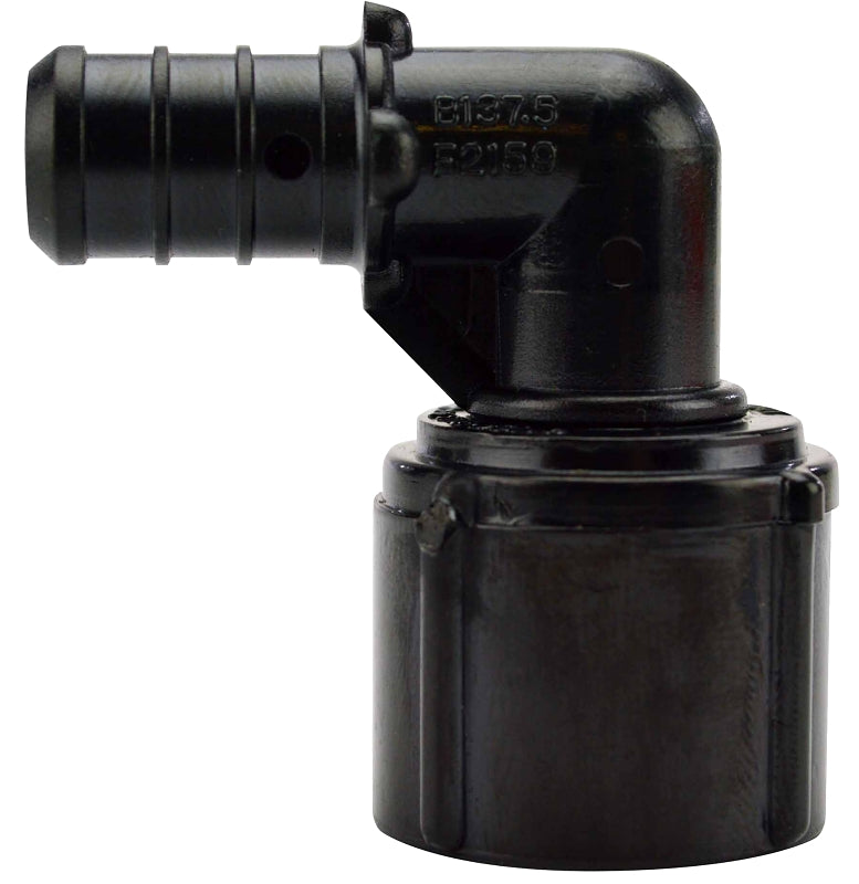Apollo PXPAFES125PK Pipe Elbow, 1/2 in, Barb x FPT, PEX-B, 90 deg Angle, Plastic, Black, 200 psi Pressure