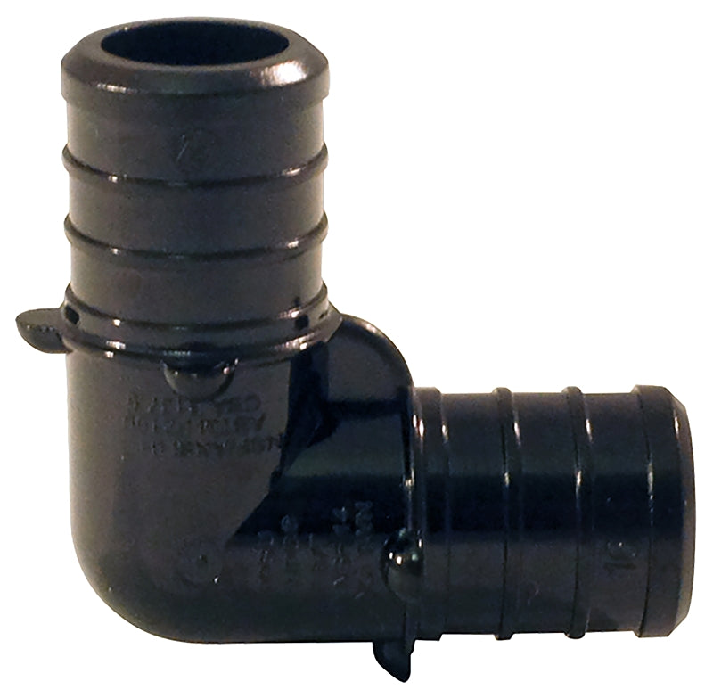Apollo PXPAE115PK Pipe Elbow, 1 in, Barb, PEX-B, 90 deg Angle, Plastic, Black, 200 psi Pressure