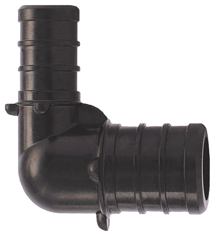 Apollo PXPAE12345PK Pipe Elbow, 1/2 x 3/4 in, Barb, PEX-B, 90 deg Angle, Plastic, Black, 200 psi Pressure