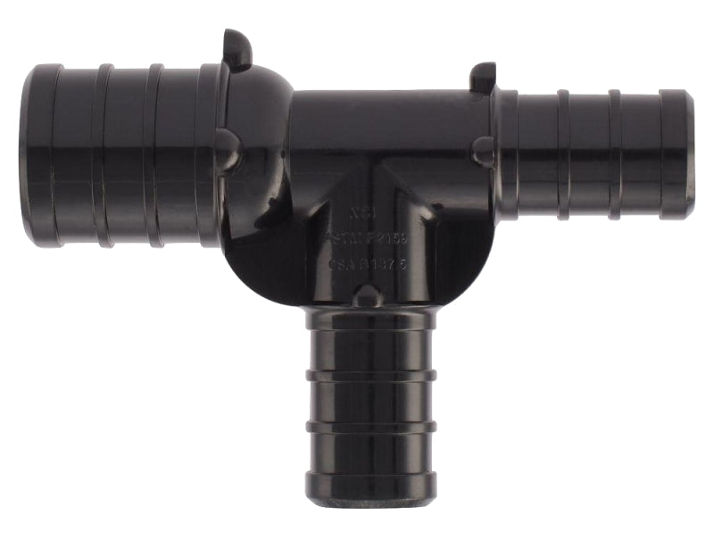 Apollo PXPAT3412125PK Pipe Tee, 3/4 x 1/2 x 1/2 in, Barb, PEX-B, Plastic, Black, 200 psi Pressure