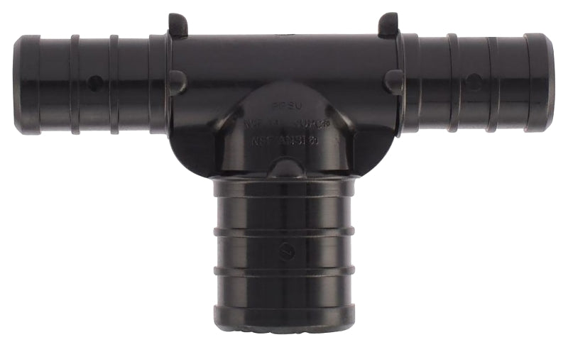 Apollo PXPAT1212345PK Pipe Tee, 1/2 x 3/4 in, Barb, PEX-B, Plastic, Black, 200 psi Pressure