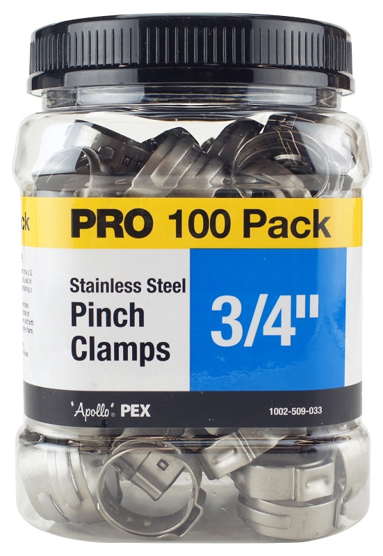 Apollo PXPC34100JR Pinch Clamp, 3/4 in, Stainless Steel, 100/PK