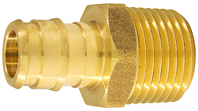 Apollo EPXMA1212 Pipe Adapter, 1/2 in, PEX Barb x MPT, PEX-A, Brass, 200 psi Pressure