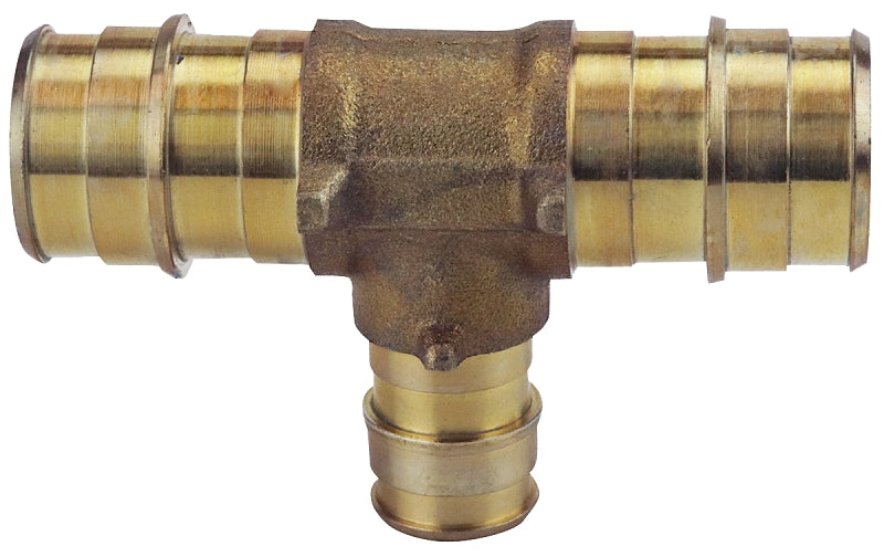 Apollo Expansion Series EPXT343412 Pipe Tee, 3/4 x 1/2 in, Barb, PEX-A, Brass, 200 psi Pressure