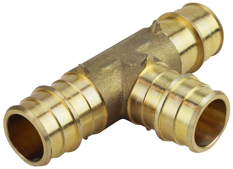 Apollo Expansion Series EPXT34 Pipe Tee, 3/4 in, Barb, PEX-A, Brass, 200 psi Pressure