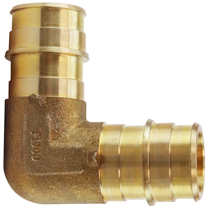 Apollo ExpansionPEX Series EPXE3434 Pipe Elbow, 3/4 in, Barb, PEX-A, 90 deg Angle, Brass, 200 psi Pressure