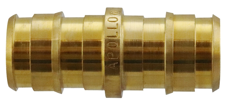 Apollo ExpansionPEX Series EPXC1212 Coupling, 1/2 in, Barb, PEX-A, Brass, 200 psi Pressure