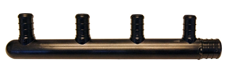 Apollo Valves PXPA4PTC Manifold, 7 in OAL, 3/4 in Inlet, 4-Outlet, 1/2 in Outlet, Polyalloy, Black