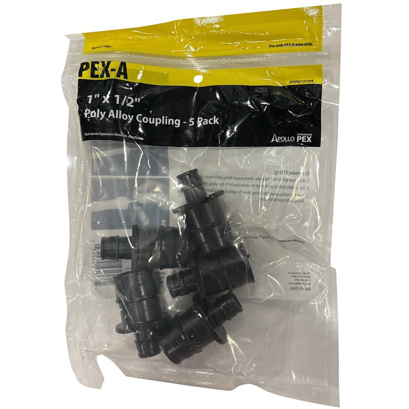 Apollo EPXPAC1215PK Reducing Coupling, 1/2 x 1 in, PEX, PEX-A, Poly Alloy, 200 psi Pressure