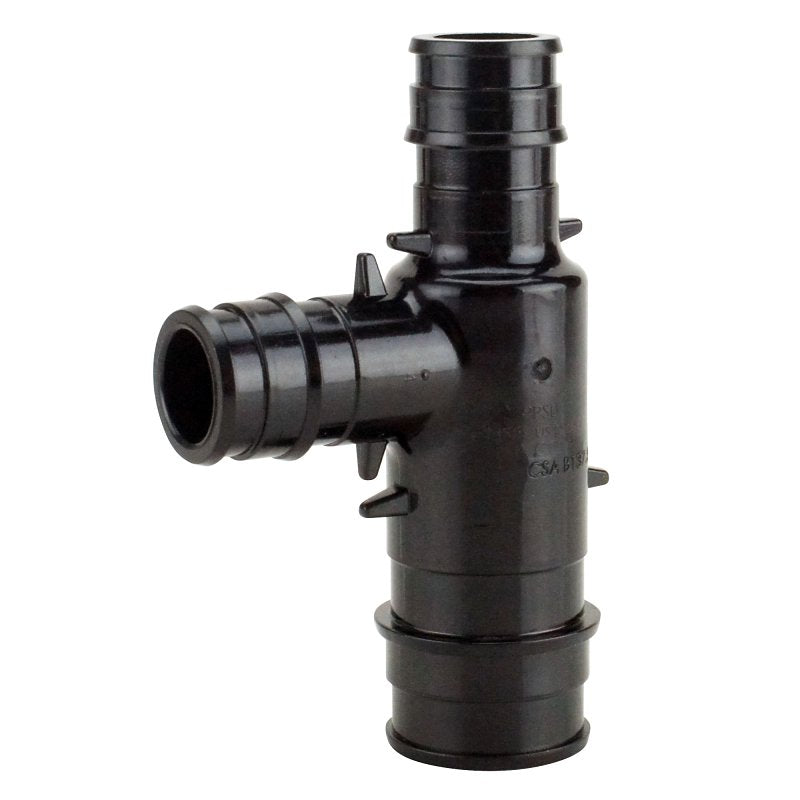 Apollo EPXPAT341212 Pipe Tee, 3/4 x 1/2 x 1/2 in, Barb, PEX-A, Polyphenylsulfone, Black, 200 psi Pressure