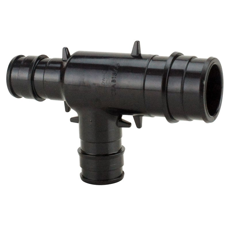 Apollo EPXPAT341212 Pipe Tee, 3/4 x 1/2 x 1/2 in, Barb, PEX-A, Polyphenylsulfone, Black, 200 psi Pressure