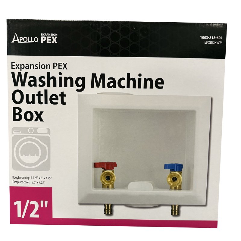 Apollo EPXBOXWM Washing Machine Outlet Box, 1/2 in Connection, Brass