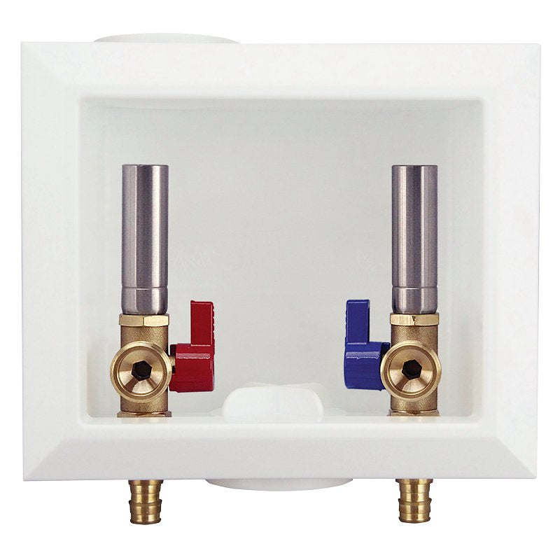 Apollo EPXBOXWMWH Washing Machine Outlet Box with Water Hammer Arrestors, 1/2 x 3/4 in Connection, Brass