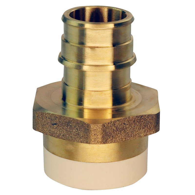 Apollo EPXCPVC34 Straight Adapter, 3/4 in, Slip x PEX, PEX-A, Brass, 180 psi Pressure