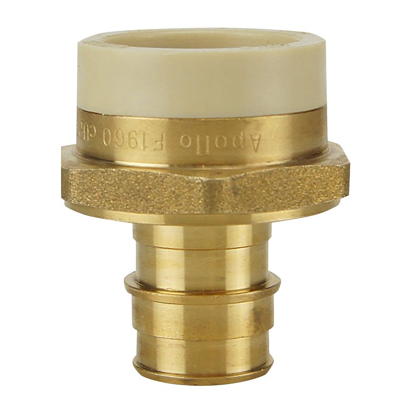 Apollo EPXPVC34 Straight Adapter, 3/4 in, PEX x PVC, PEX-A, Brass, SCH 40 Schedule, 200 psi Pressure