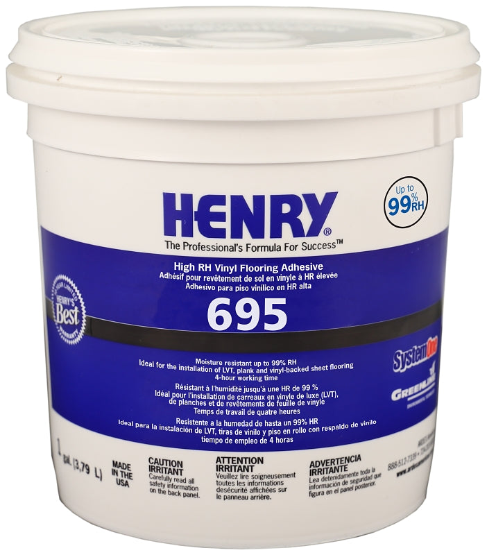Henry 695 Series 32079 Flooring Adhesive, Paste, Beige, 1 gal, Pack of 4