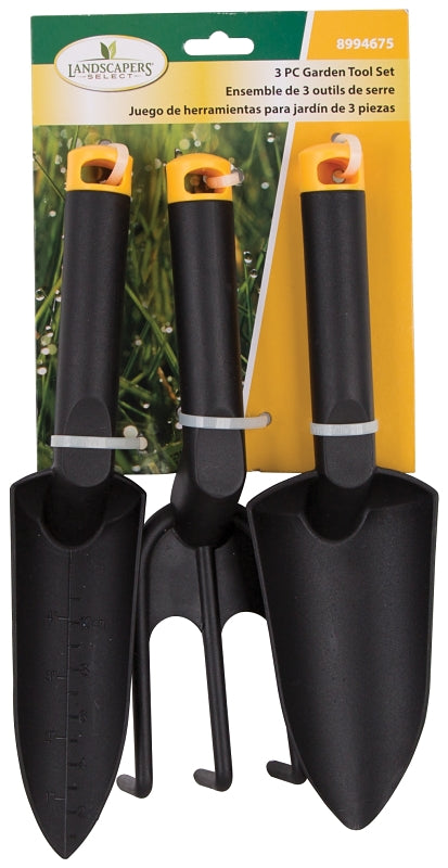 Landscapers Select GT922ABC Hand Gardening Tool Set, Plastic, Black, Black, 3-Piece
