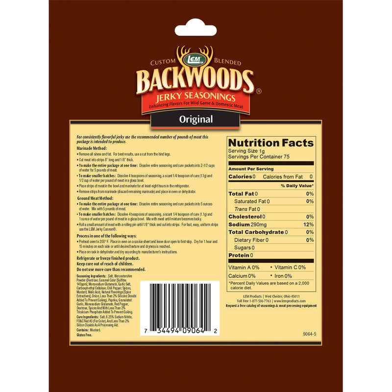 LEM Backwoods Original Jerky Seasoning 3.65 oz Boxed, Pack of 6