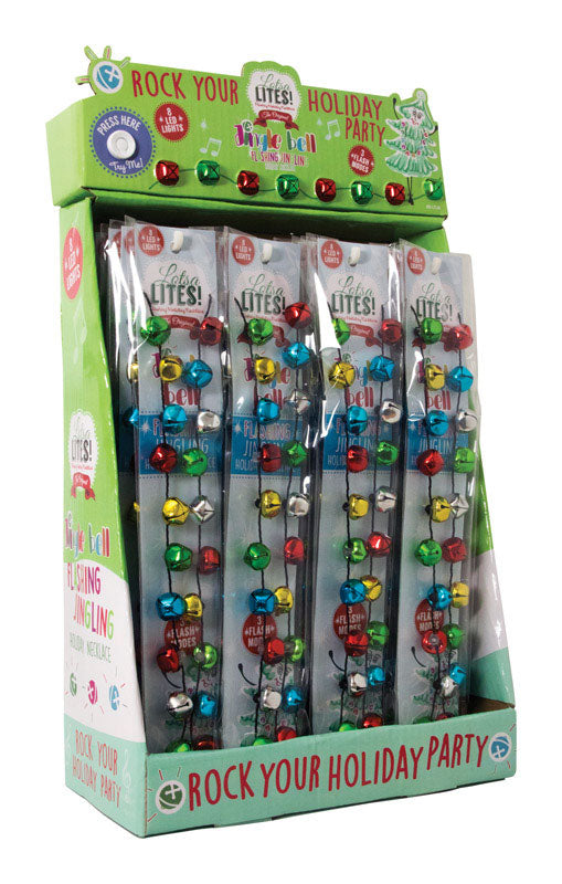 DM Merchandising Lotsa Lights Light up Bells Necklace Metal 1 pk, Pack of 24