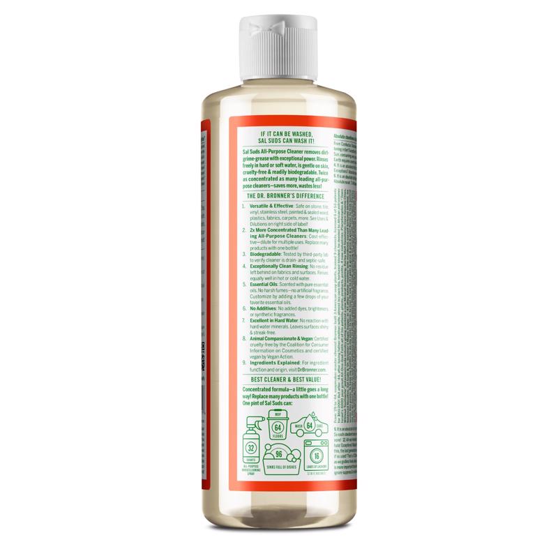 Dr. Bronner's Sal Suds Pine Scent Concentrated Organic All Purpose Cleaner Liquid 16 oz, Pack of 12