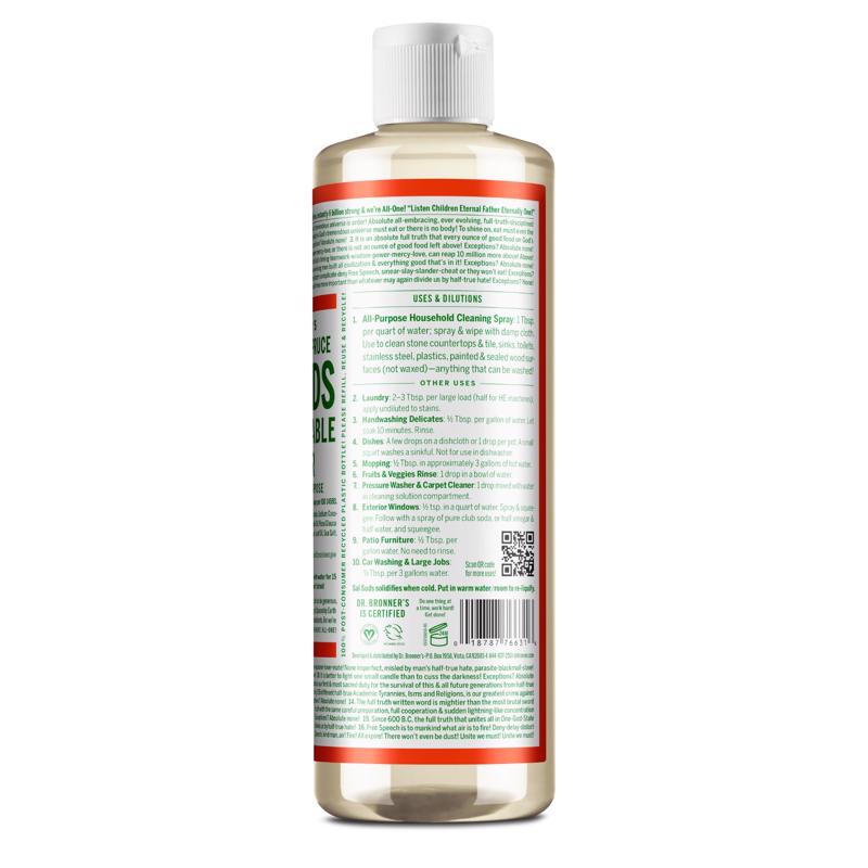 Dr. Bronner's Sal Suds Pine Scent Concentrated Organic All Purpose Cleaner Liquid 16 oz, Pack of 12