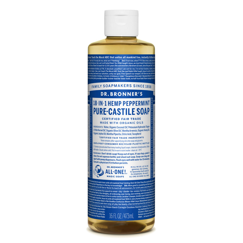 Dr. Bronner's Organic Peppermint Scent Pure-Castile Liquid Soap 16 oz 1 pk, Pack of 12