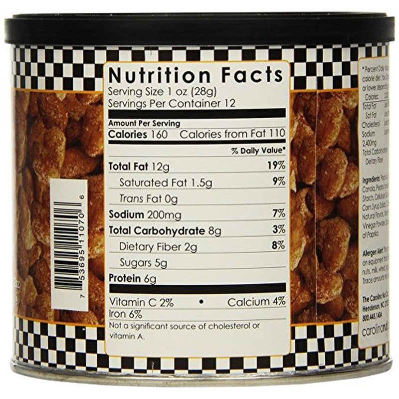 Carolina Nut Co. Honey Roasted Chipotle Peanuts 12 oz Can, Pack of 6