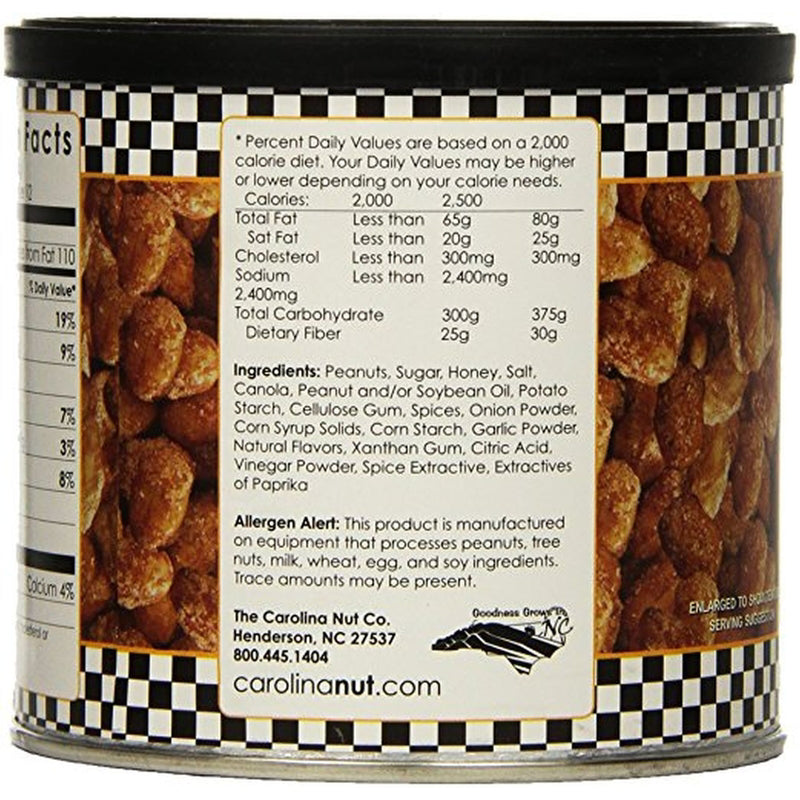 Carolina Nut Co. Honey Roasted Chipotle Peanuts 12 oz Can, Pack of 6
