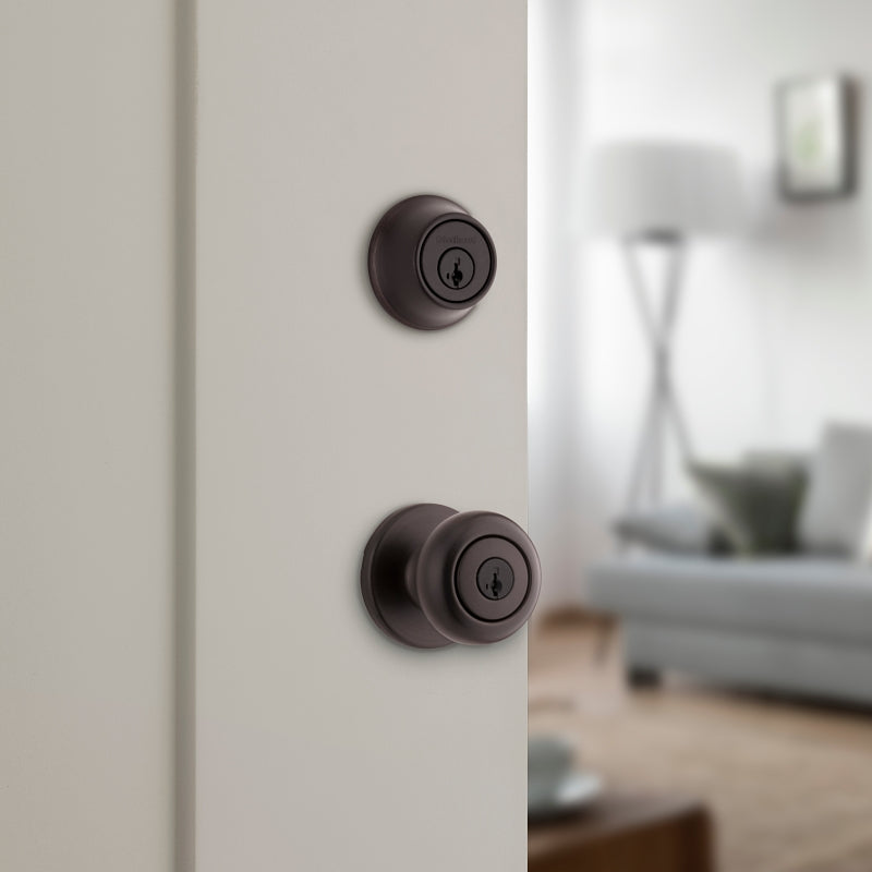 Kwikset 96900-421 Entry Knob and Single Cylinder Deadbolt, Knob Handle, Classic, Colonial, Traditional Design, Yes
