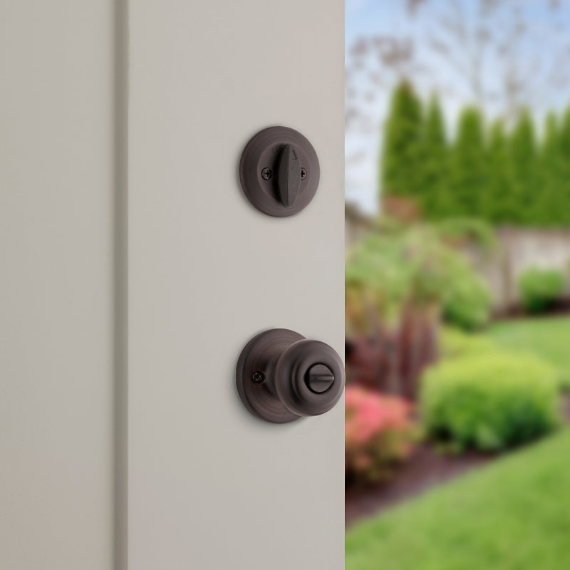 Kwikset 96900-421 Entry Knob and Single Cylinder Deadbolt, Knob Handle, Classic, Colonial, Traditional Design