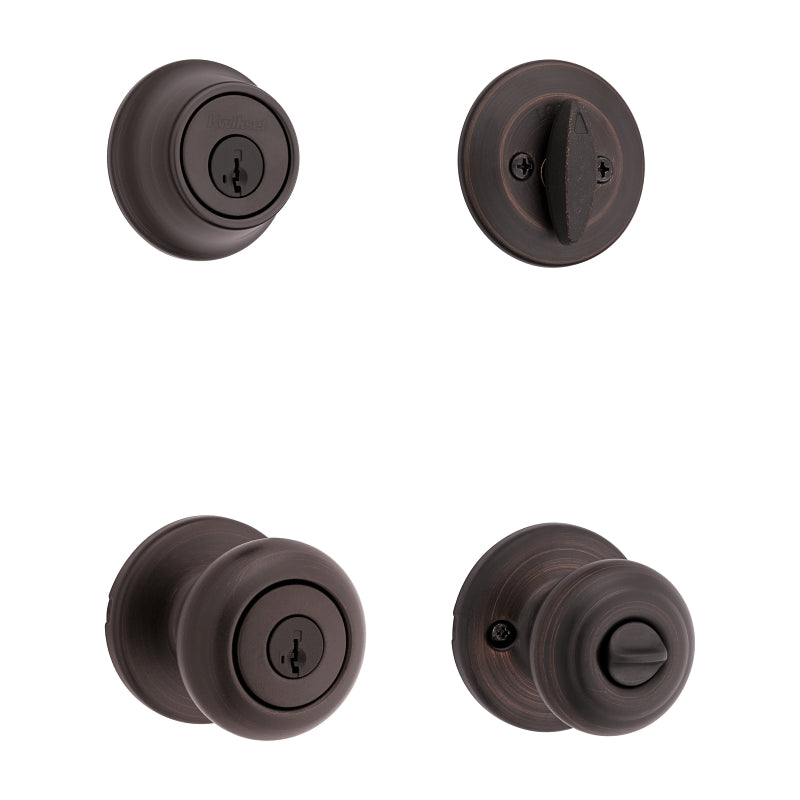 Kwikset 96900-421 Entry Knob and Single Cylinder Deadbolt, Knob Handle, Classic, Colonial, Traditional Design