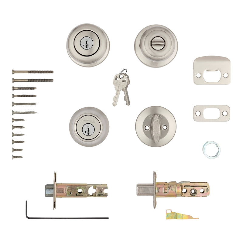 Kwikset 96900-424 Entry Knob and Single Cylinder Deadbolt, Knob Handle, Classic, Colonial, Traditional Design