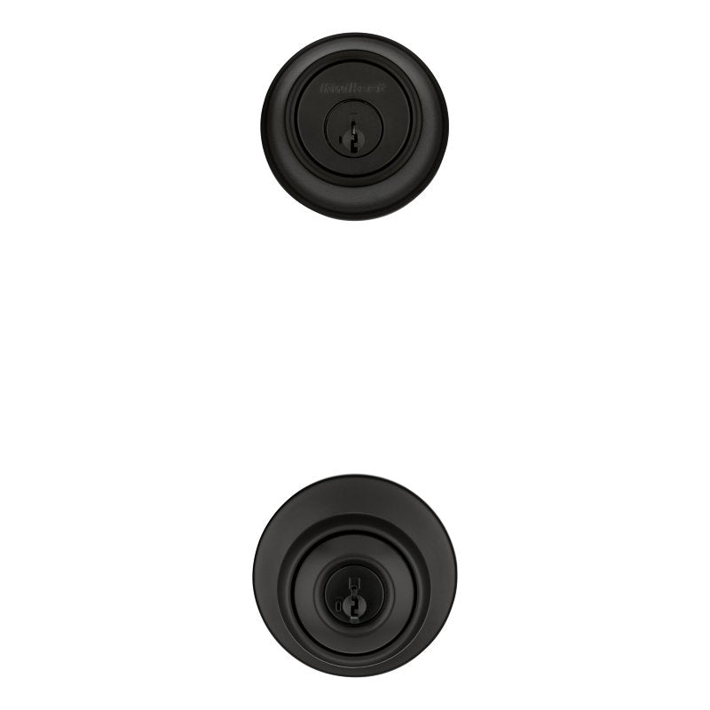 Kwikset 96900-449 Door Knob Combo Pack with Deadbolt, Keyed Entry with Turn Lock, Polo Design, Matte Black, 3 Grade