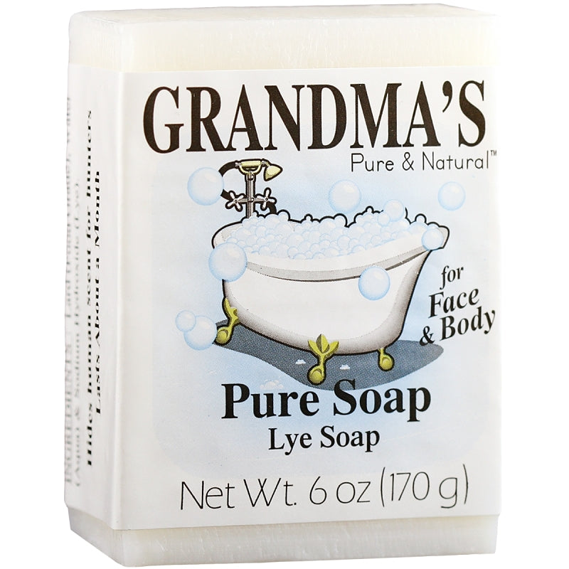 Grandma's 60018 Pure and Natural Bar Soap, White, 6 oz, Pack of 12