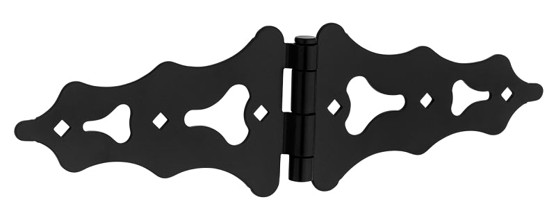 National Hardware N166-011 Ornamental S-Hinge, 6 in W Gate Leaf, 3/32 in Thick Gate Leaf, 6 in W Frame Leaf, Steel